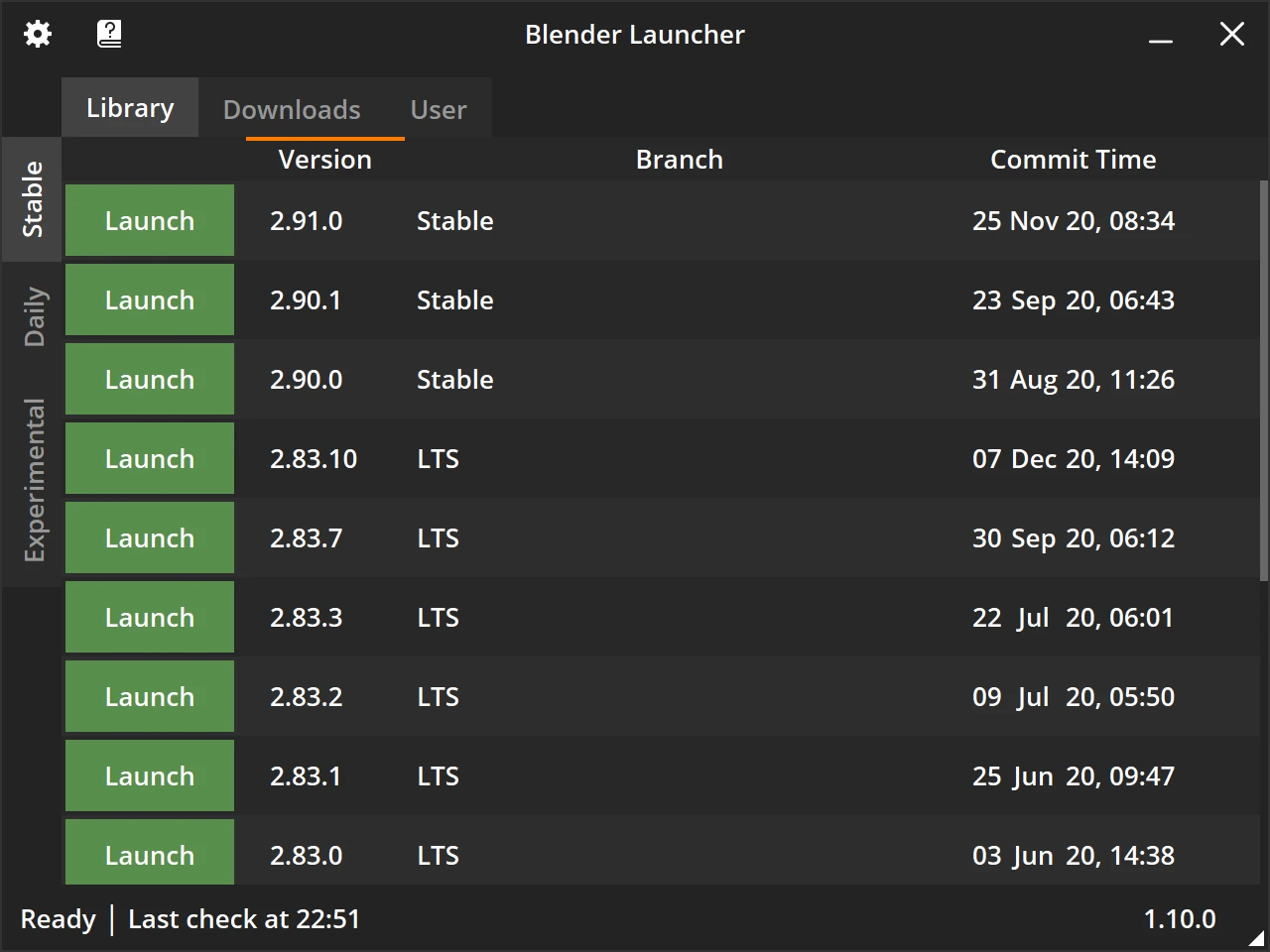 Blender-Launcher-V2 界面截图