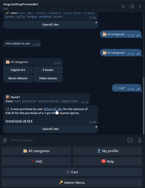 AiogramShopBot 界面截图