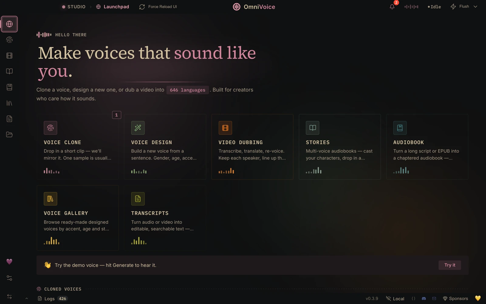 OmniVoice-Studio 界面截图