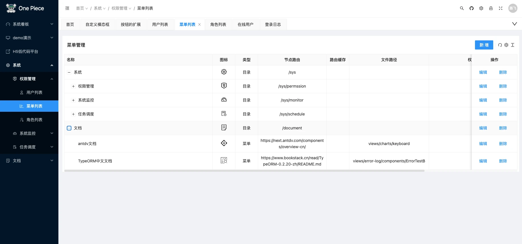 nest-admin 界面截图
