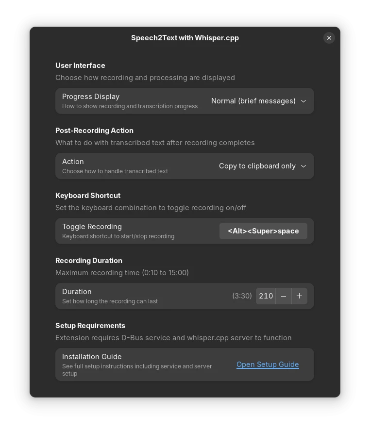 gnome-speech2text 主界面