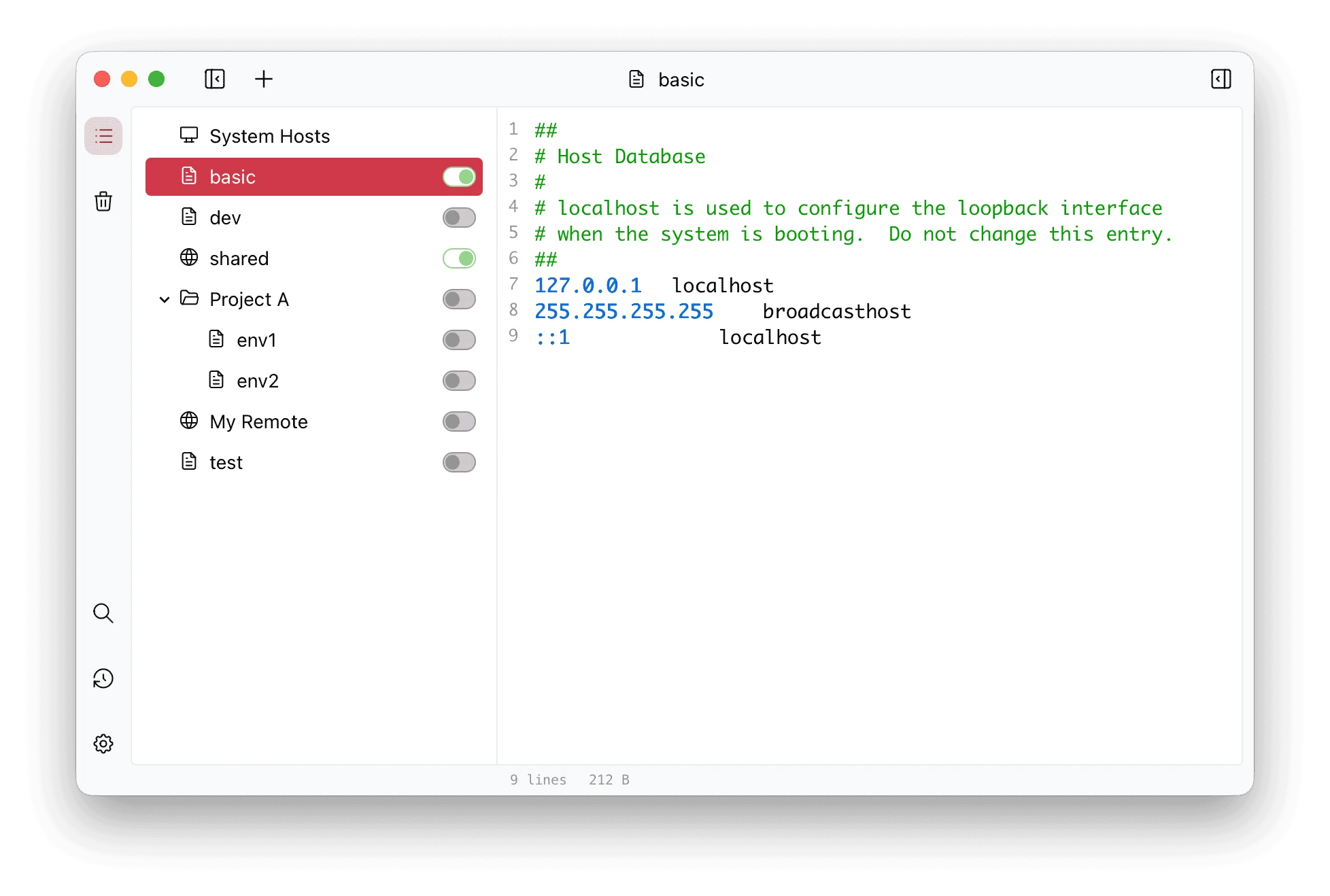SwitchHosts 界面截图