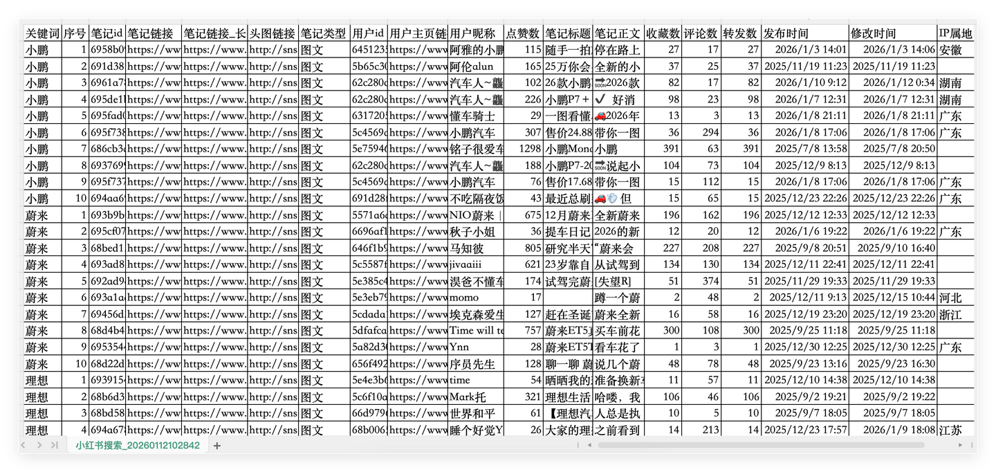 xhs_one_spider 界面截图