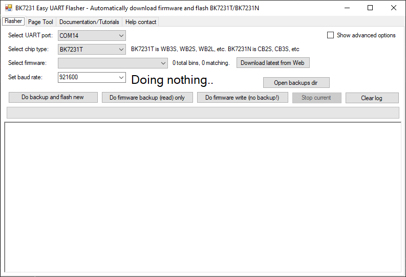 BK7231GUIFlashTool 主界面