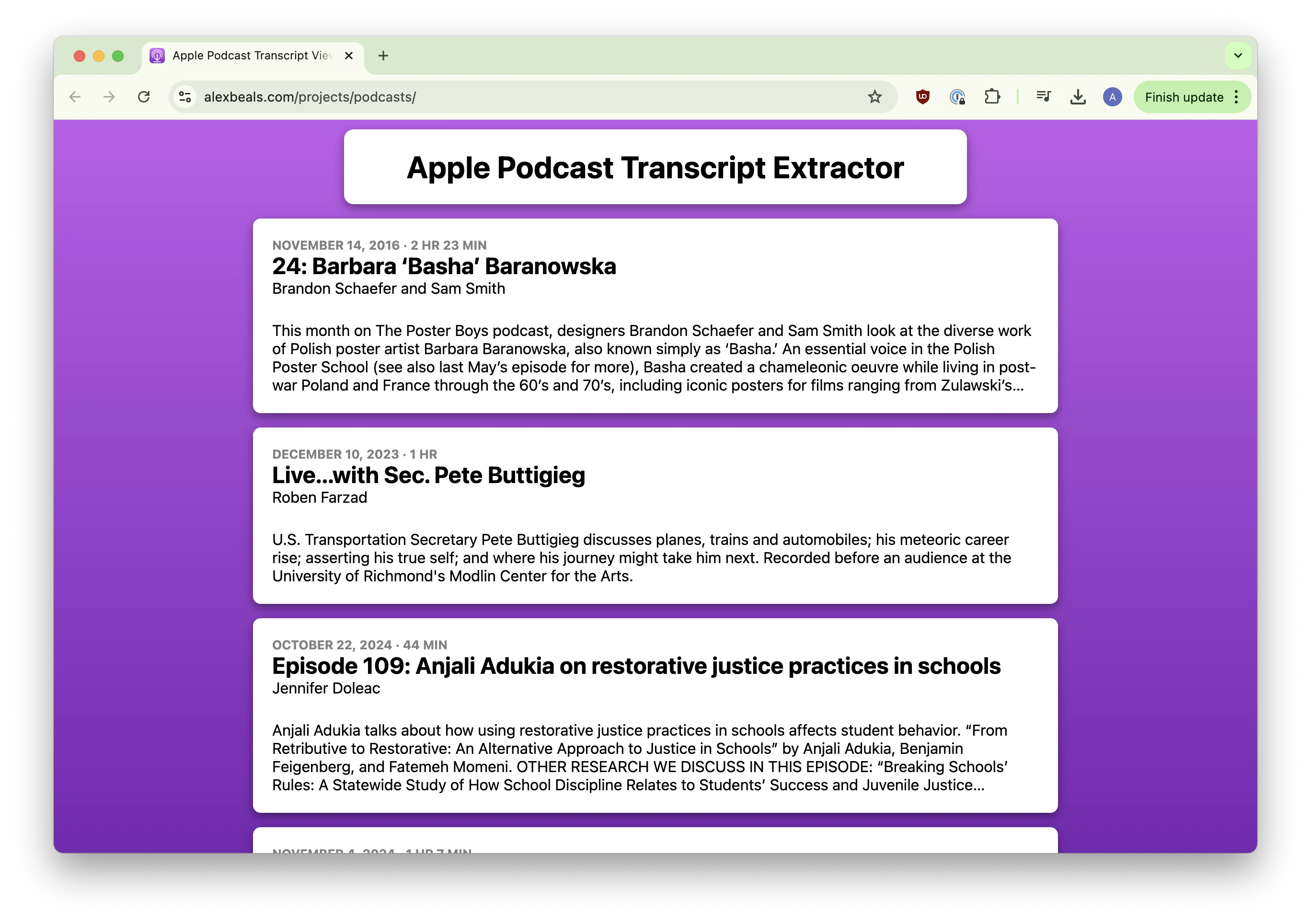 apple-podcast-transcripts 界面截图