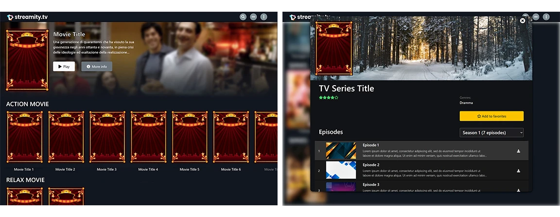 Streamity-Xtream-IPTV-Web-player 界面截图