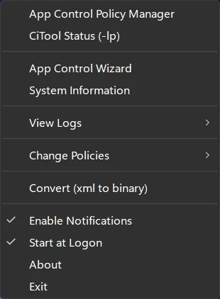 WDACTrayTool 界面截图