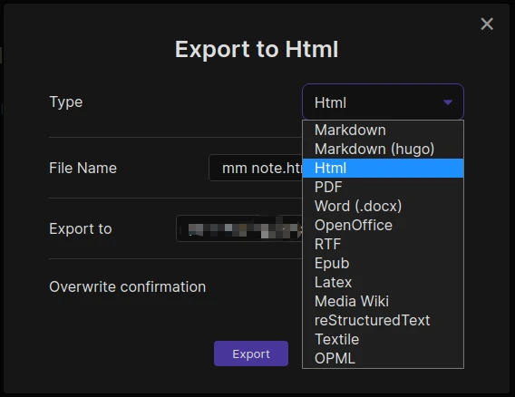 obsidian-enhancing-export 主界面