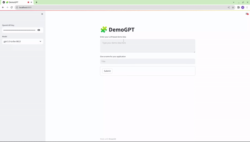 DemoGPT 主界面
