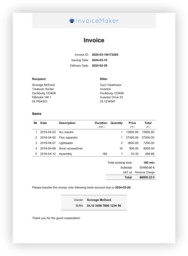 invoice-maker 主界面
