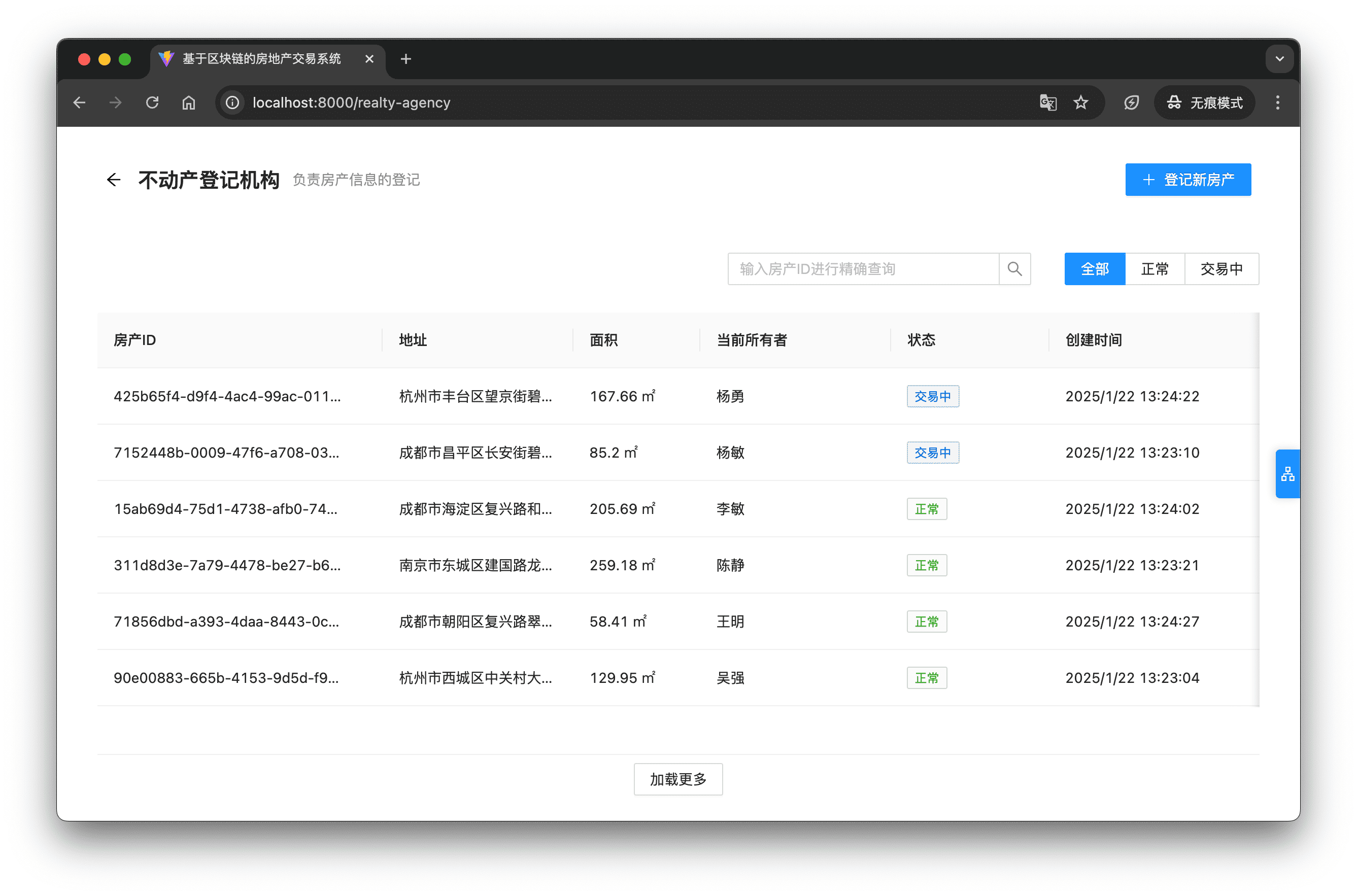 fabric-realty 界面截图