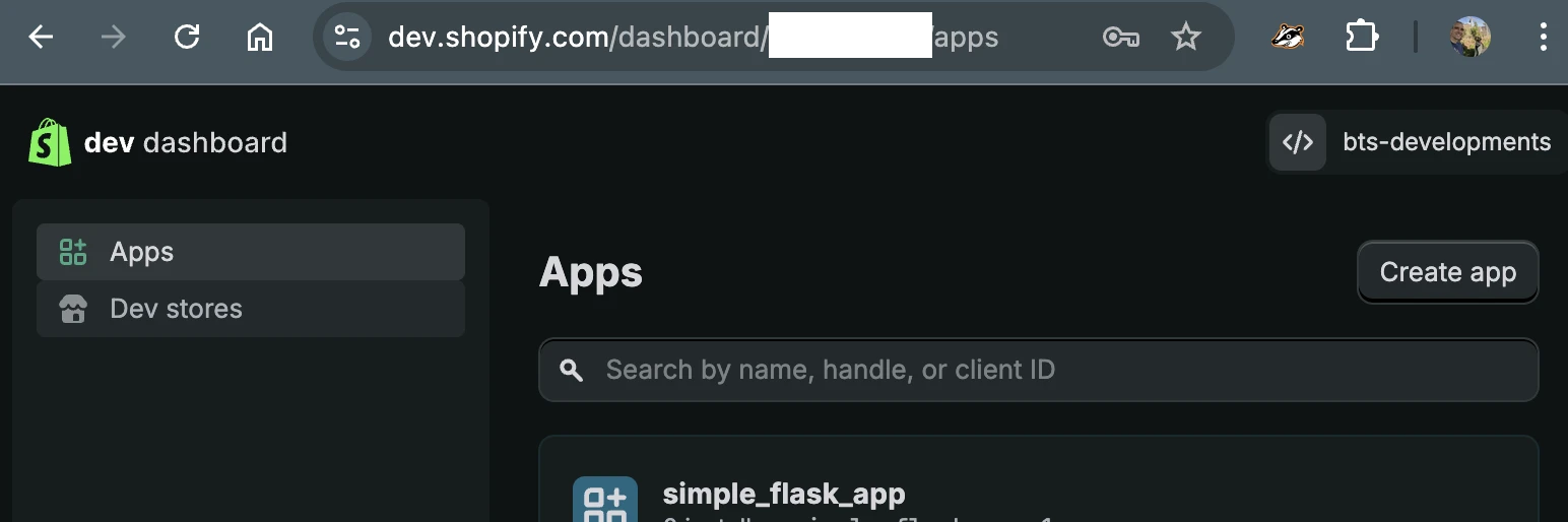 shopify-flask-example 主界面
