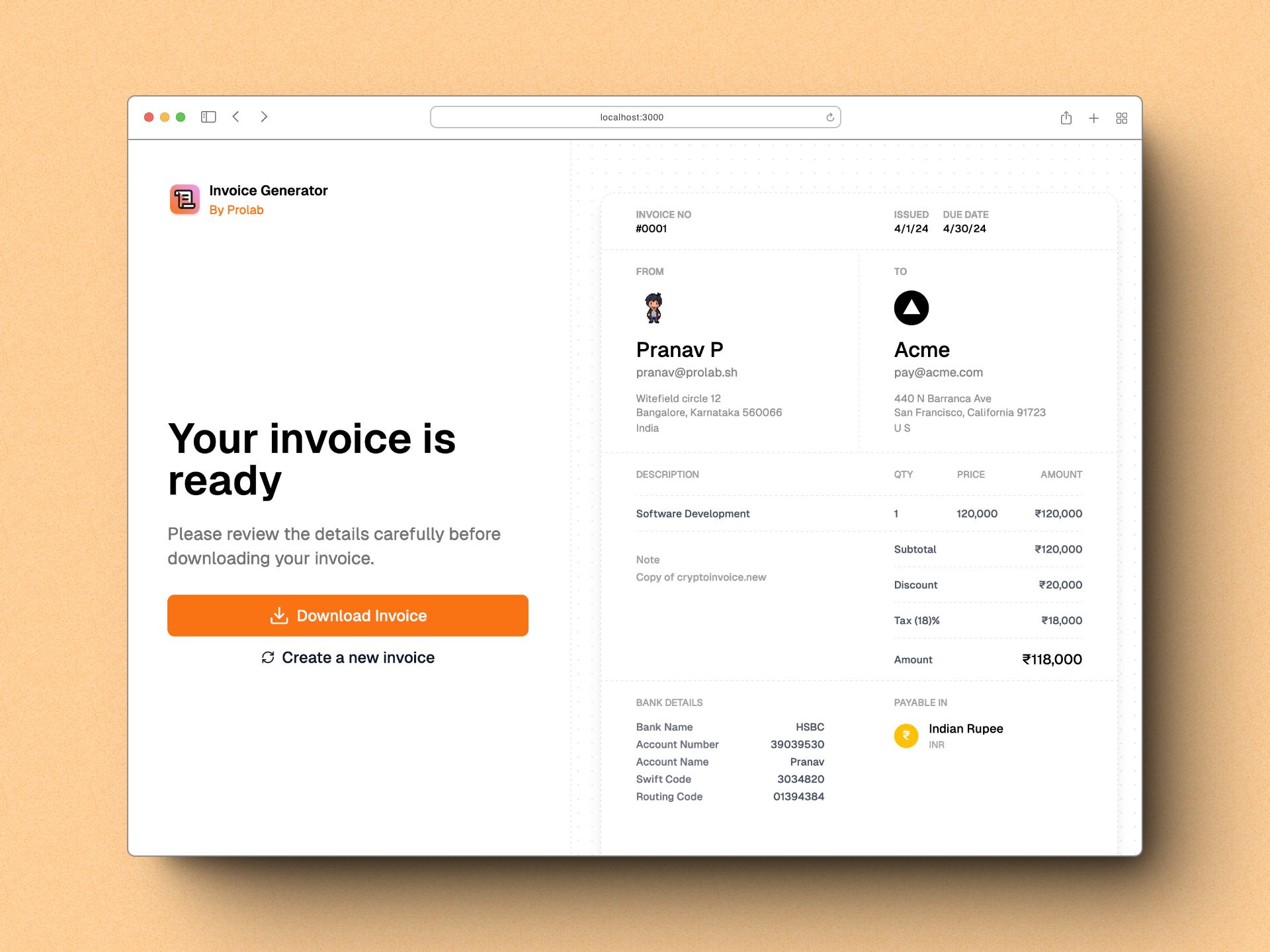 invoice-generator 主界面