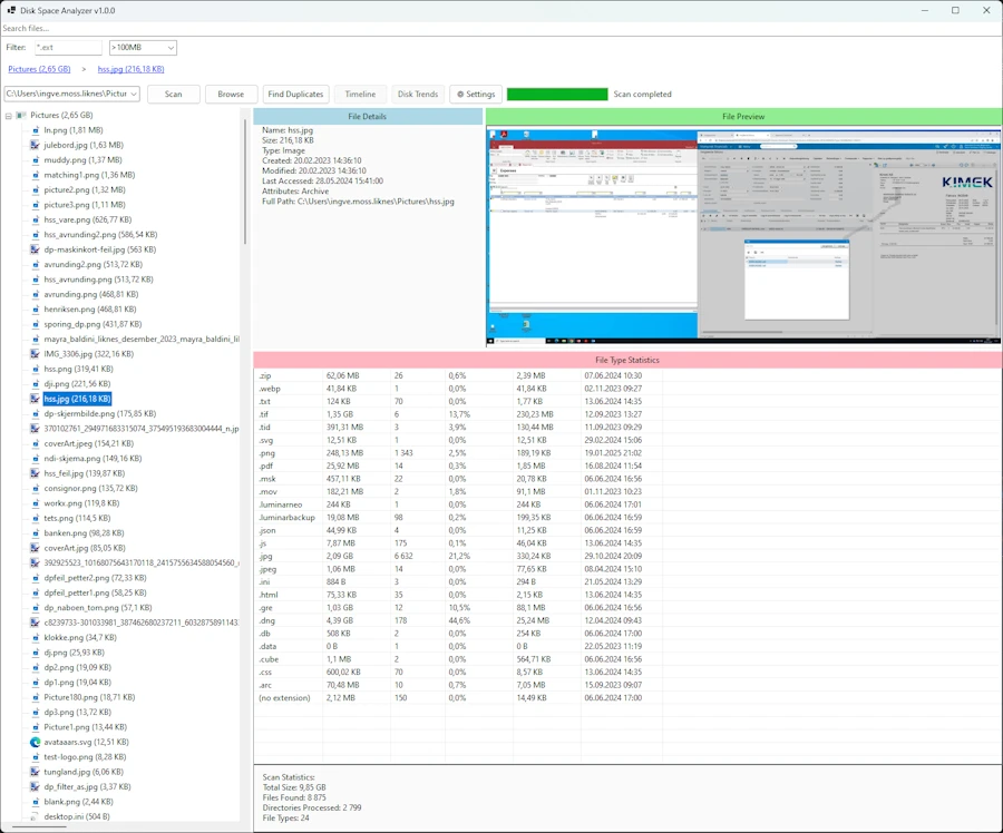 DiskSpaceAnalyzer 主界面