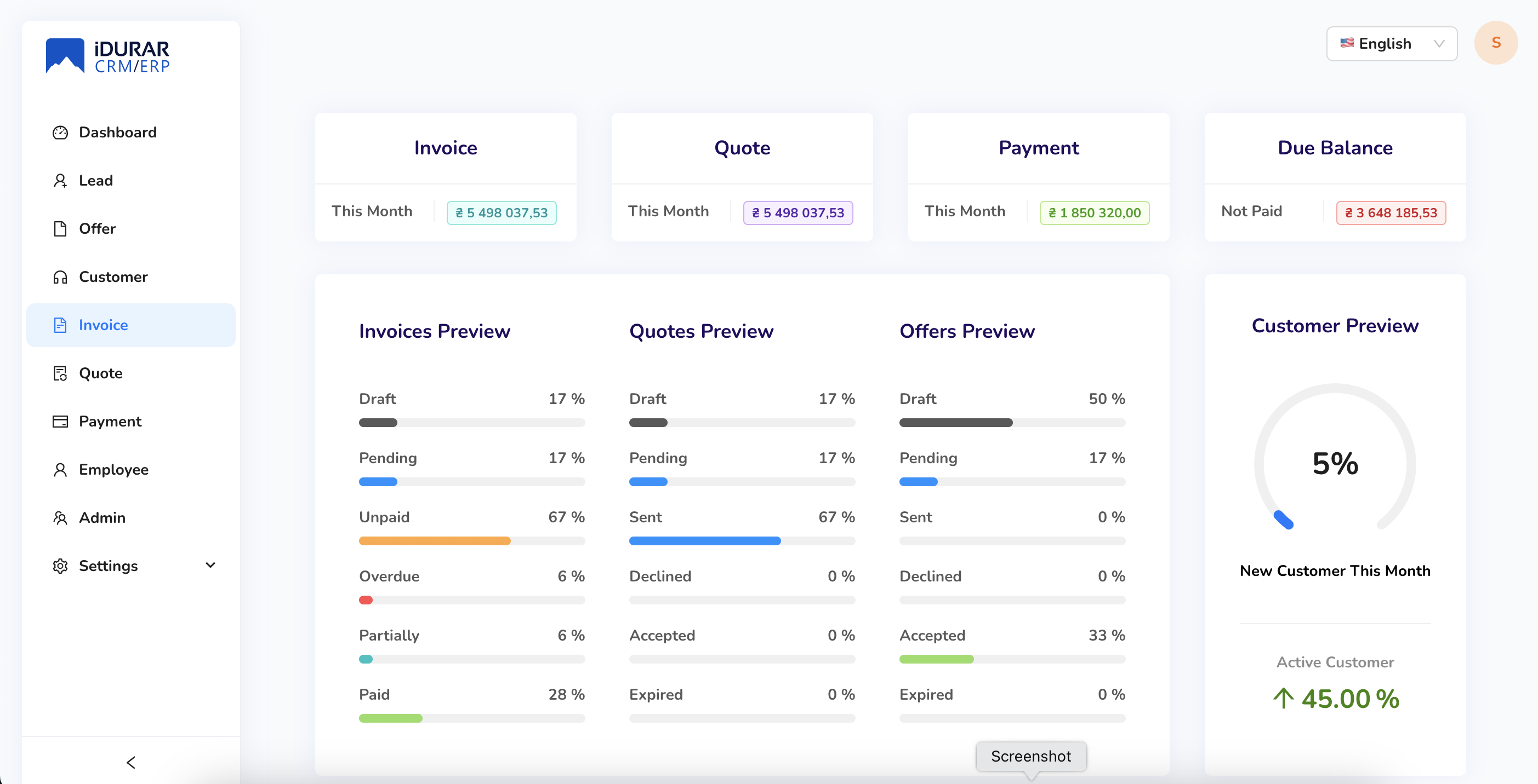 idurar-erp-crm 界面截图
