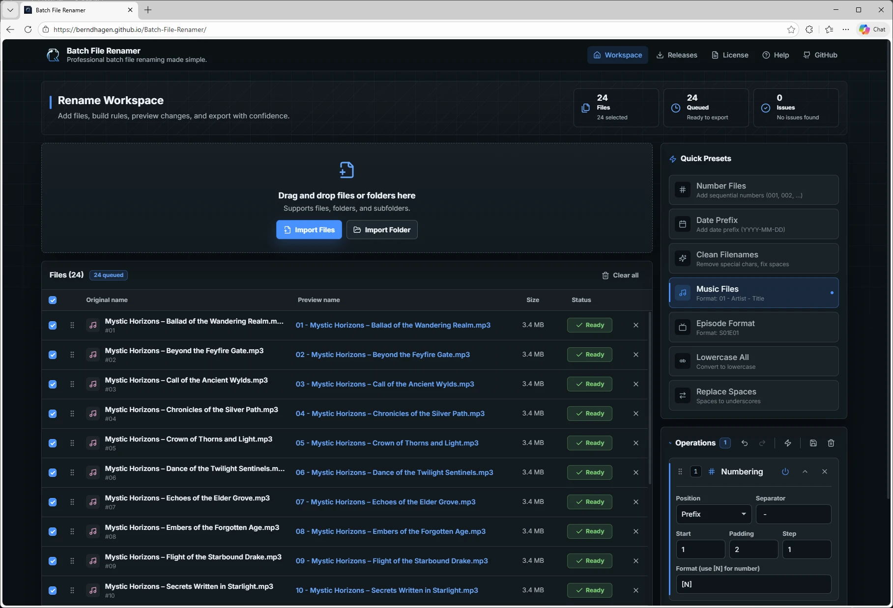 Batch-File-Renamer 界面截图