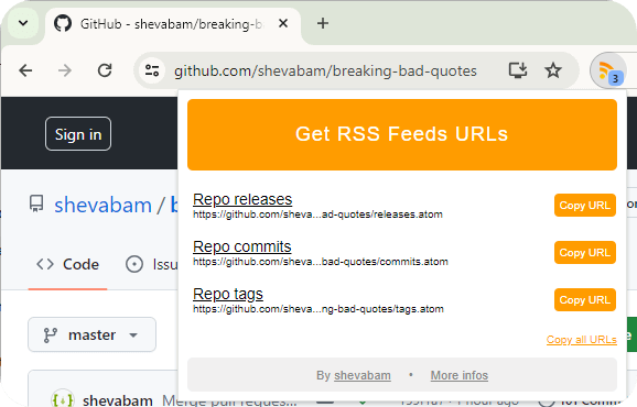 get-rss-feed-url-extension 主界面