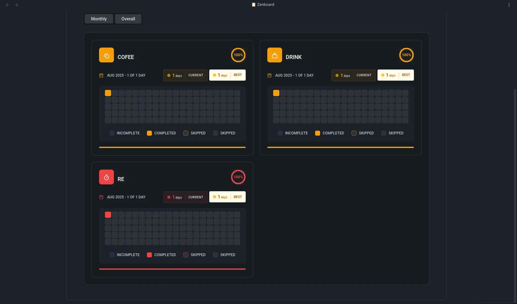 obsidian-zenboard 界面截图