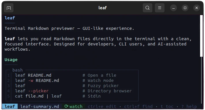 leaf 界面截图