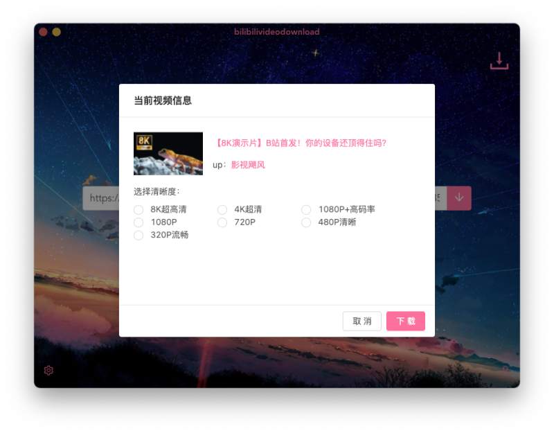 BilibiliVideoDownload 界面截图