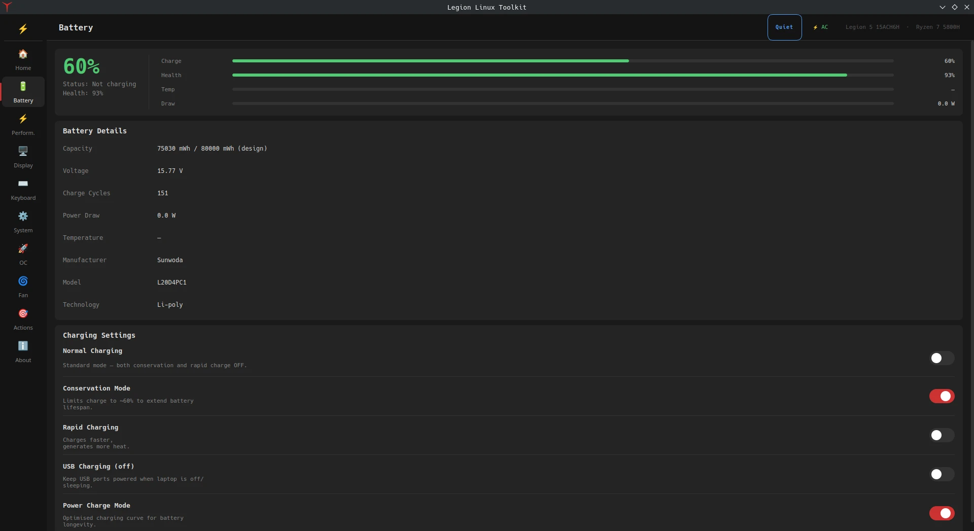 legion-linux-toolkit 界面截图