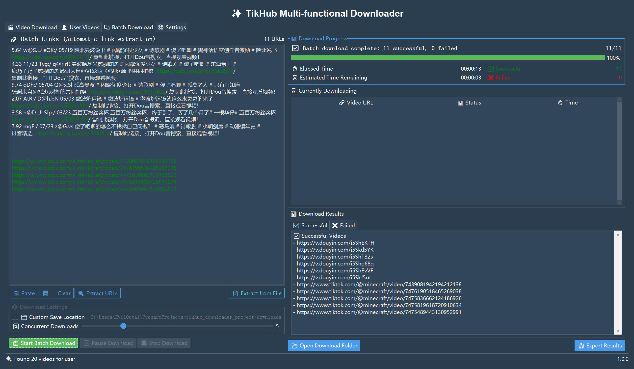 TikHub-Multi-Functional-Downloader 界面截图