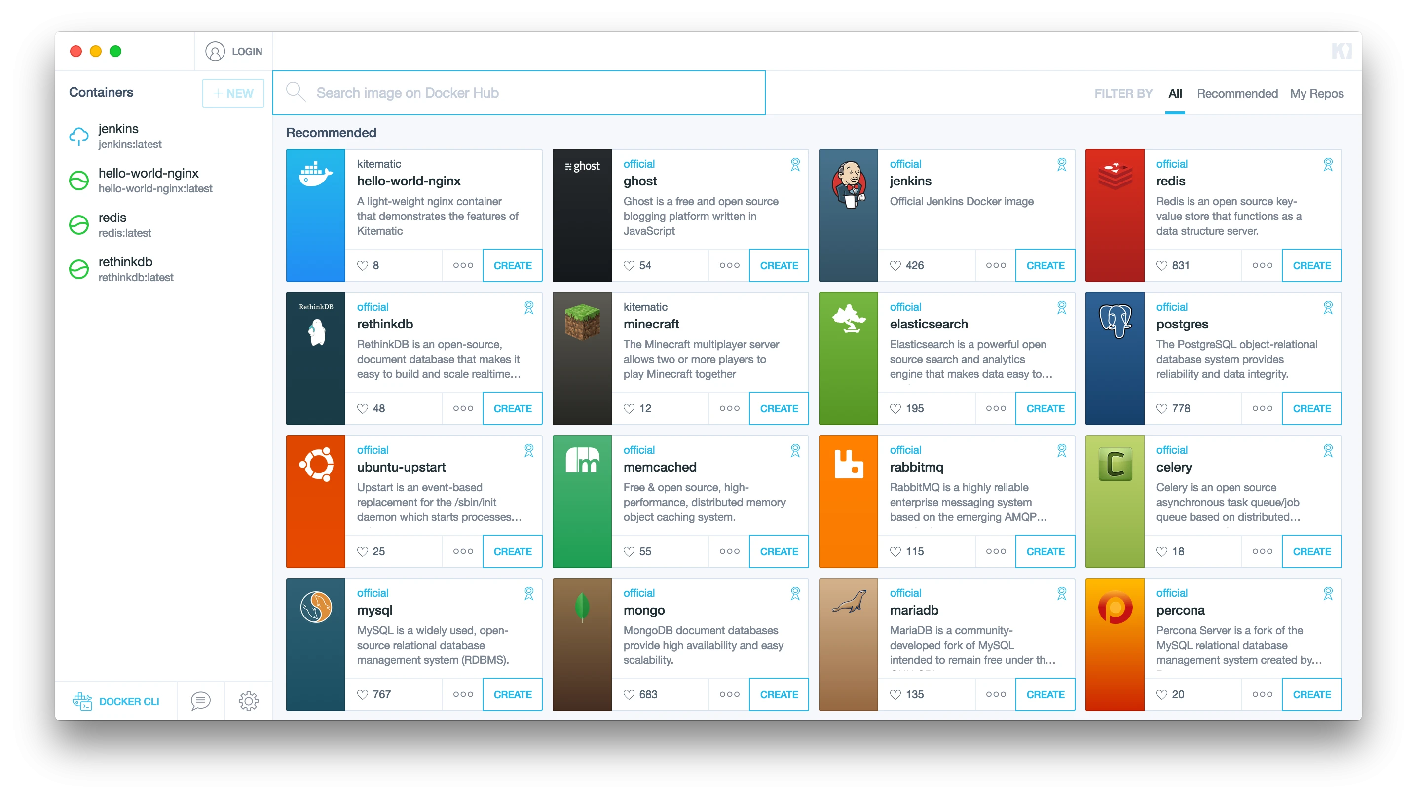 docker.kitematic 界面截图