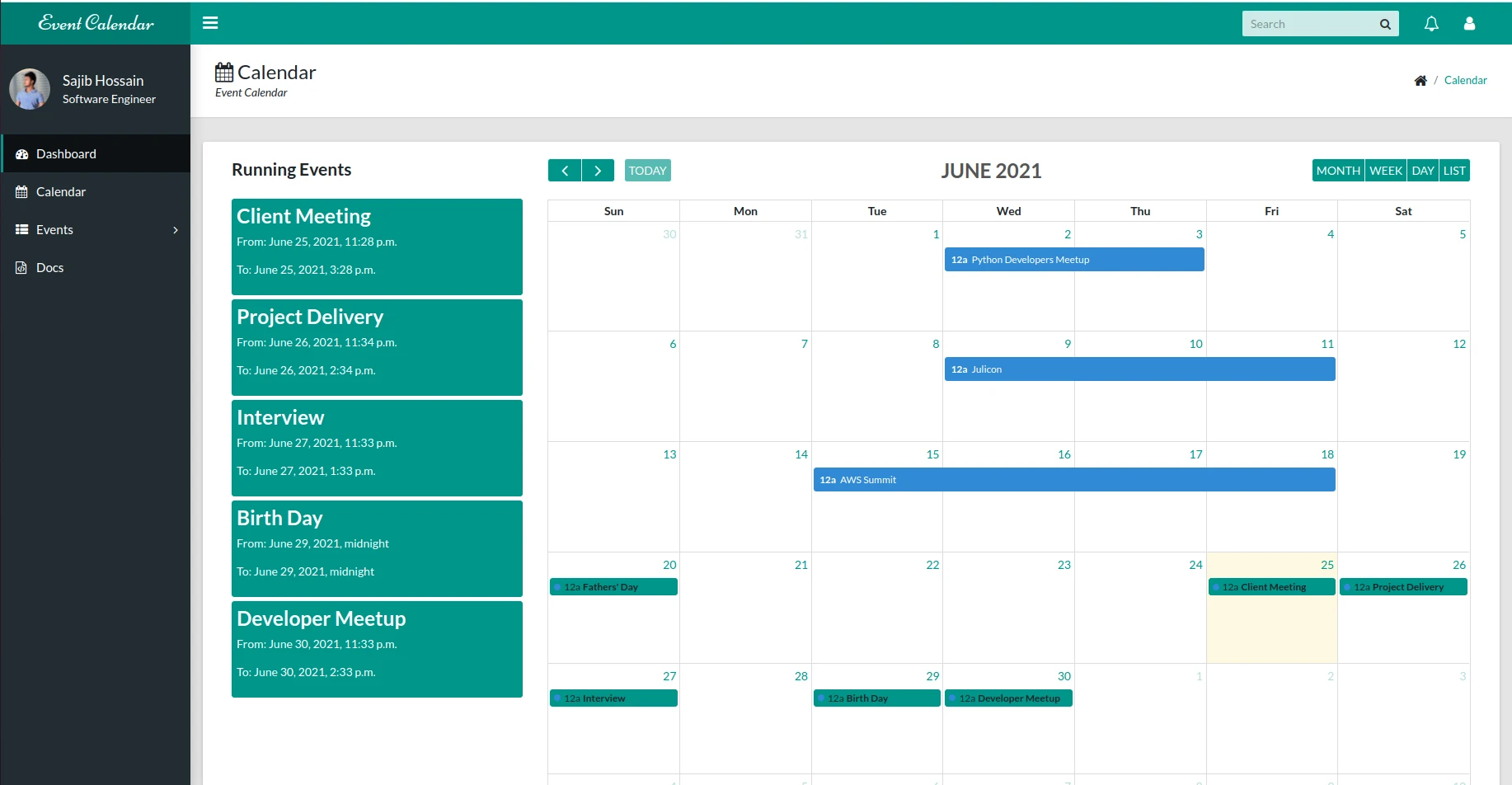 event-calendar 主界面