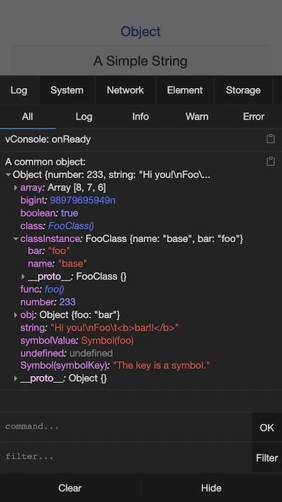 vConsole 界面截图