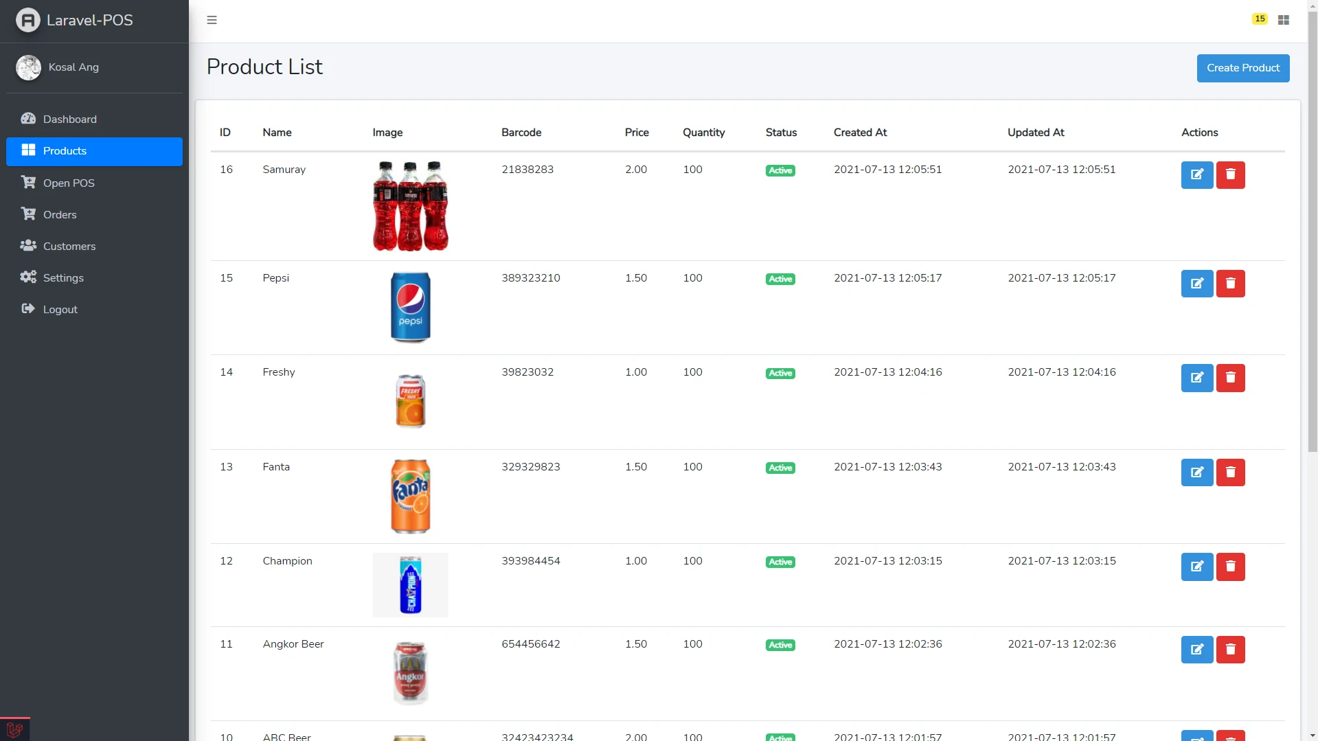 laravel-pos 主界面