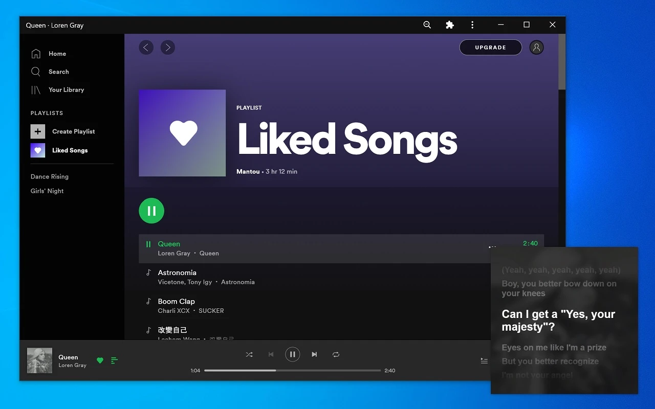 Spotify-Lyrics 主界面
