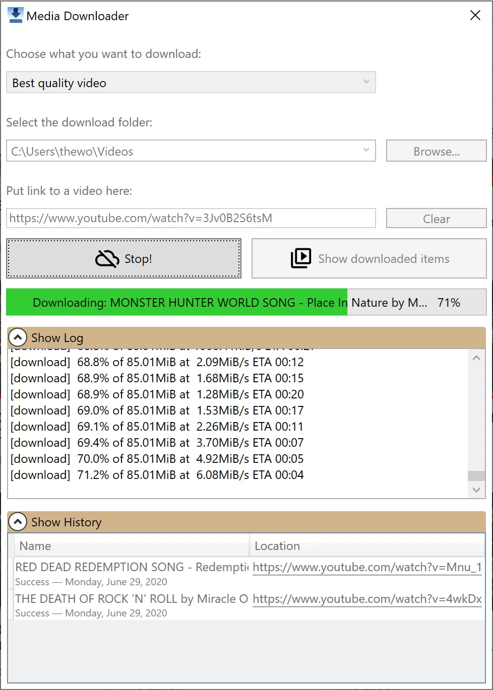 MediaDownloader 主界面