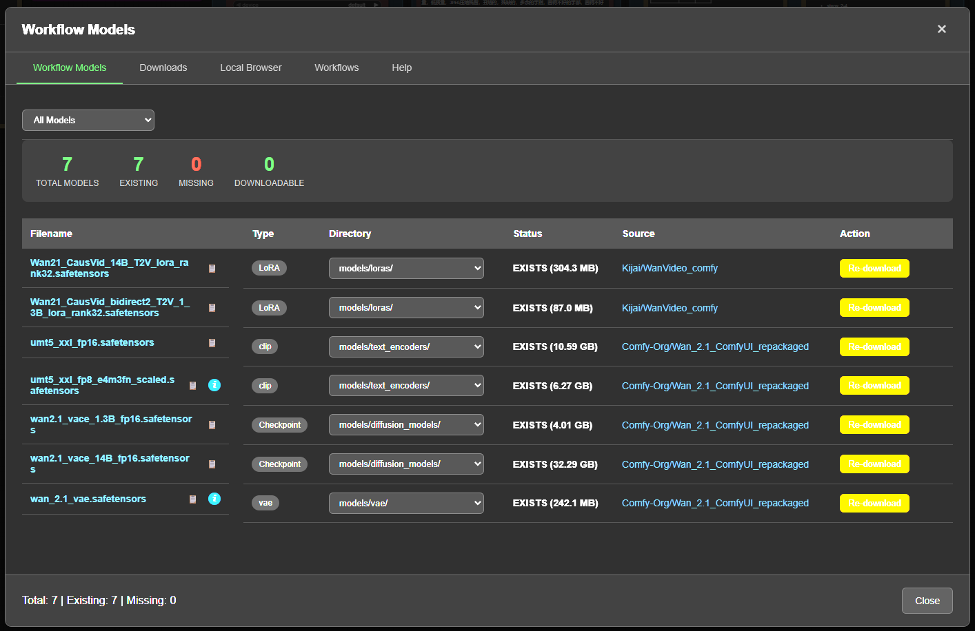 ComfyUI-Workflow-Models-Downloader 界面截图