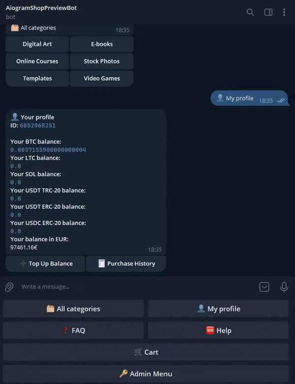 AiogramShopBot 界面截图