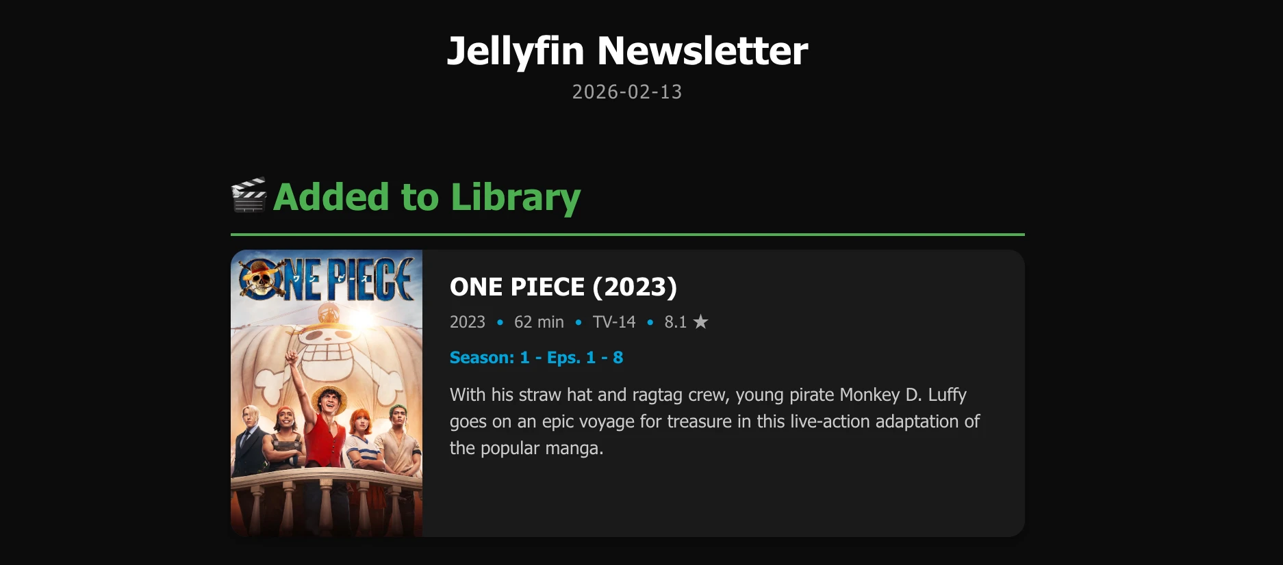 Jellyfin-Newsletter 界面截图