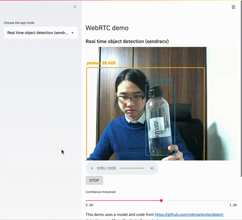 streamlit-webrtc 界面截图