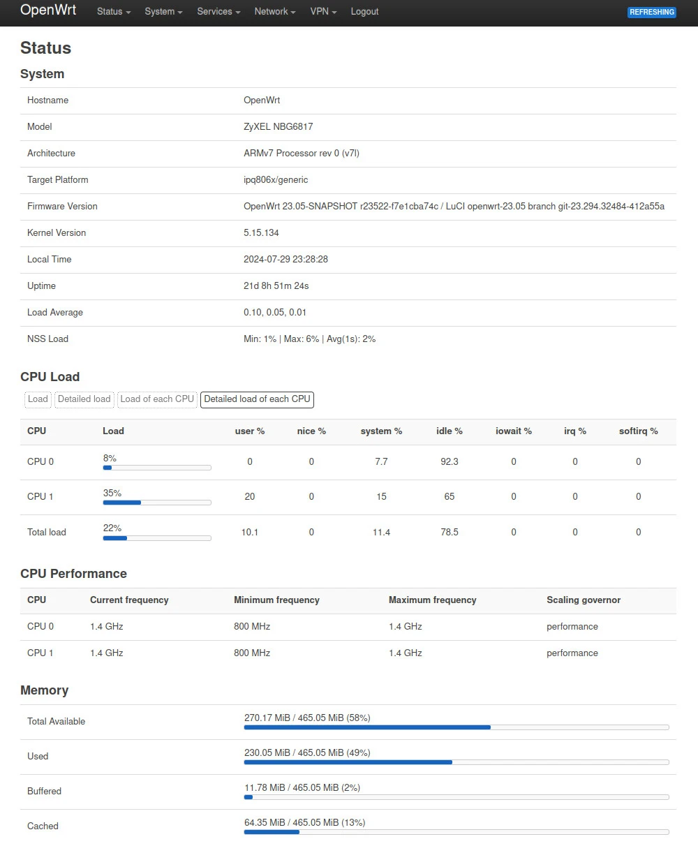 luci-app-cpu-status 主界面