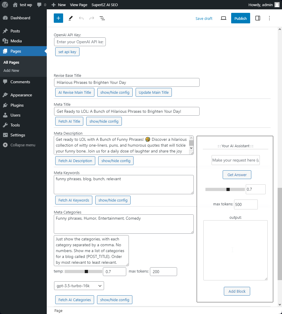 SuperEZ-AI-SEO-Wordpress-Plugin 主界面