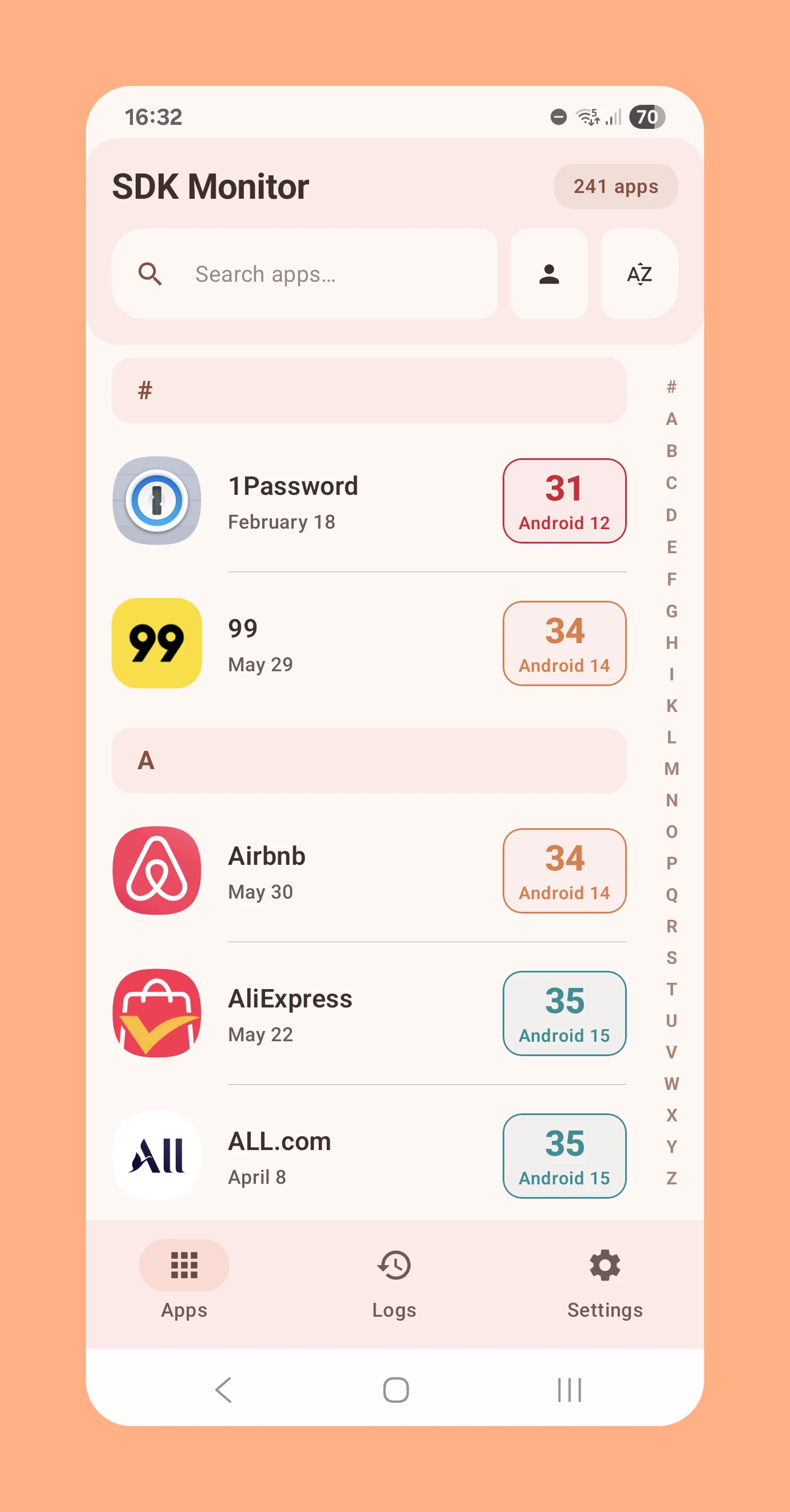 SDKMonitor 界面截图