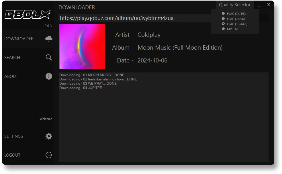QobuzDownloaderX 界面截图