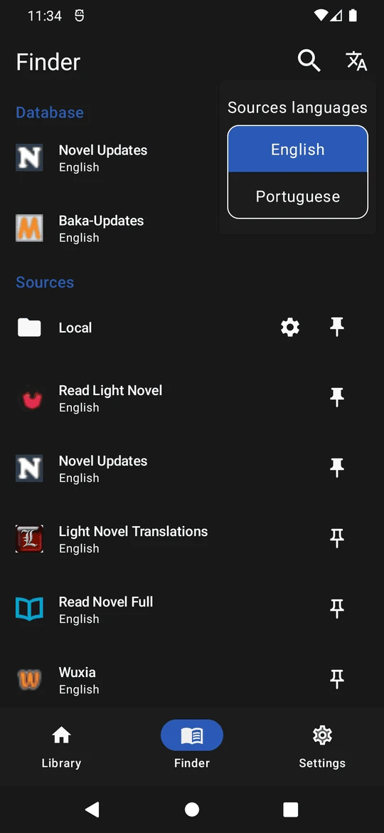 WebnovelReader 界面截图