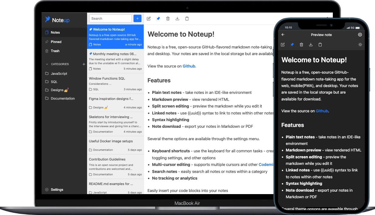 Noteup 主界面