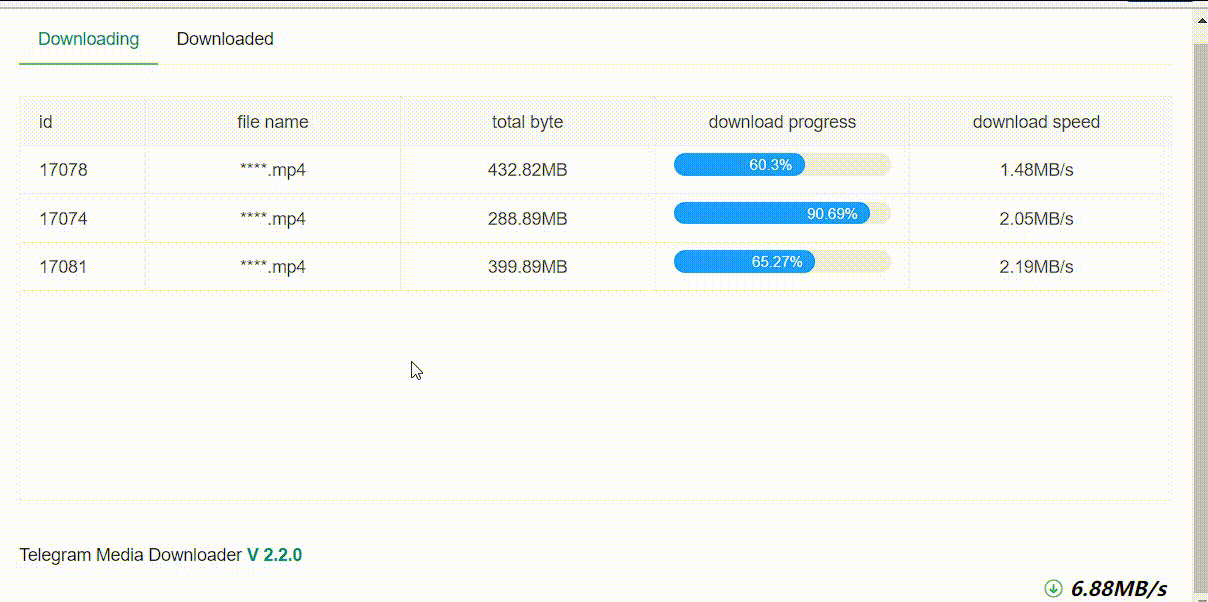 telegram_media_downloader 界面截图