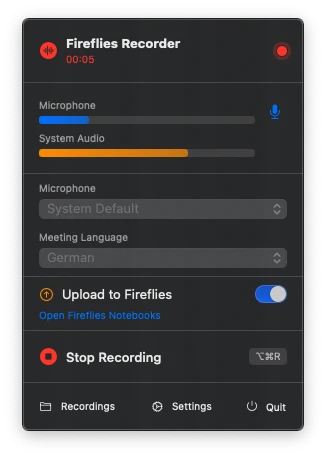 fireflies-recorder-macos 界面截图