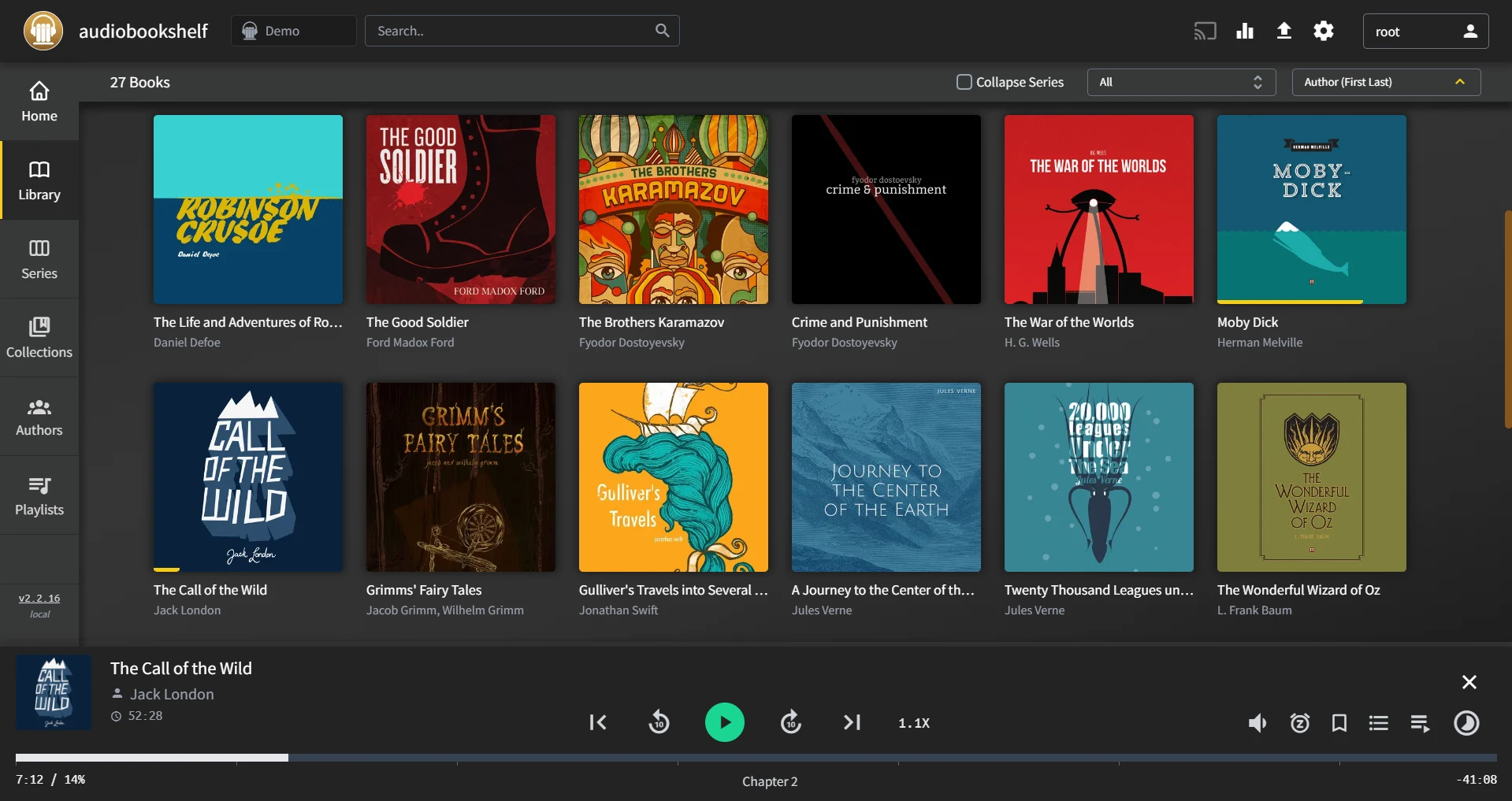 audiobookshelf 主界面