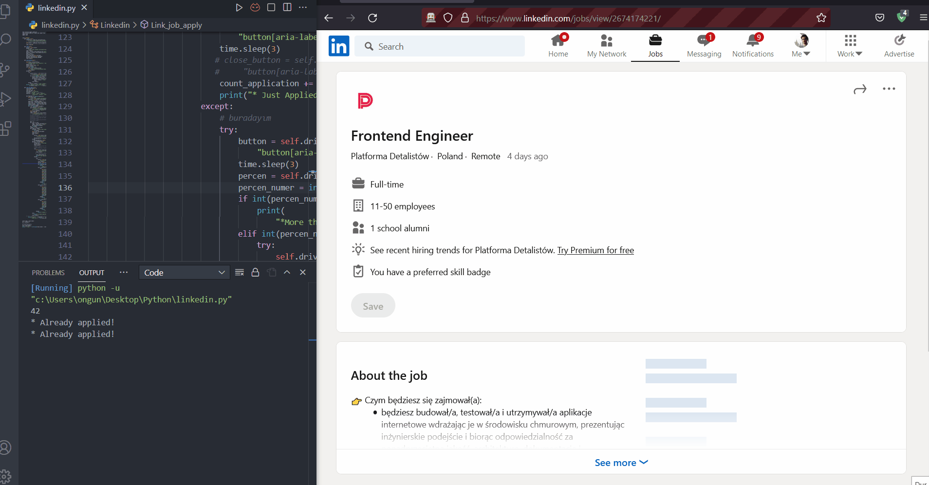 EasyApplyJobsBot 主界面