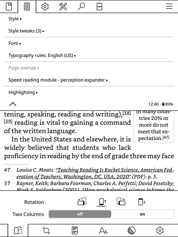 koreader 界面截图