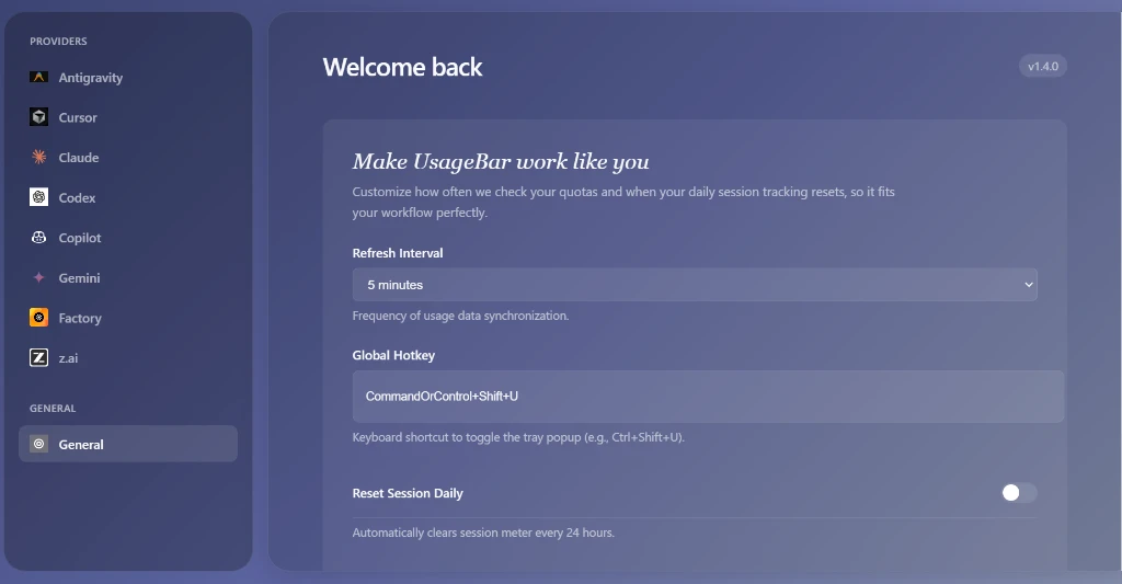 UsageBar 界面截图