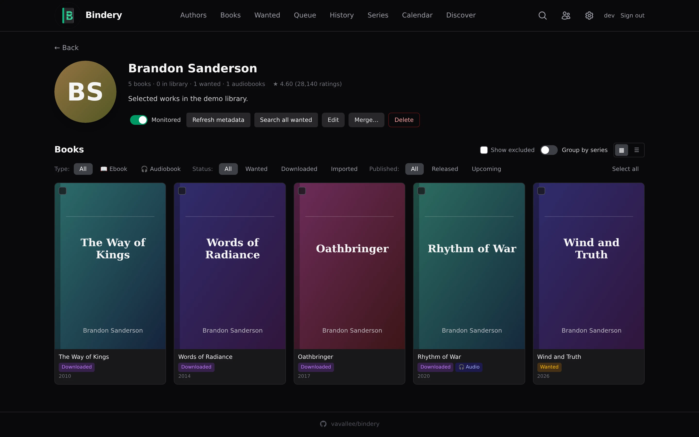 bindery 界面截图