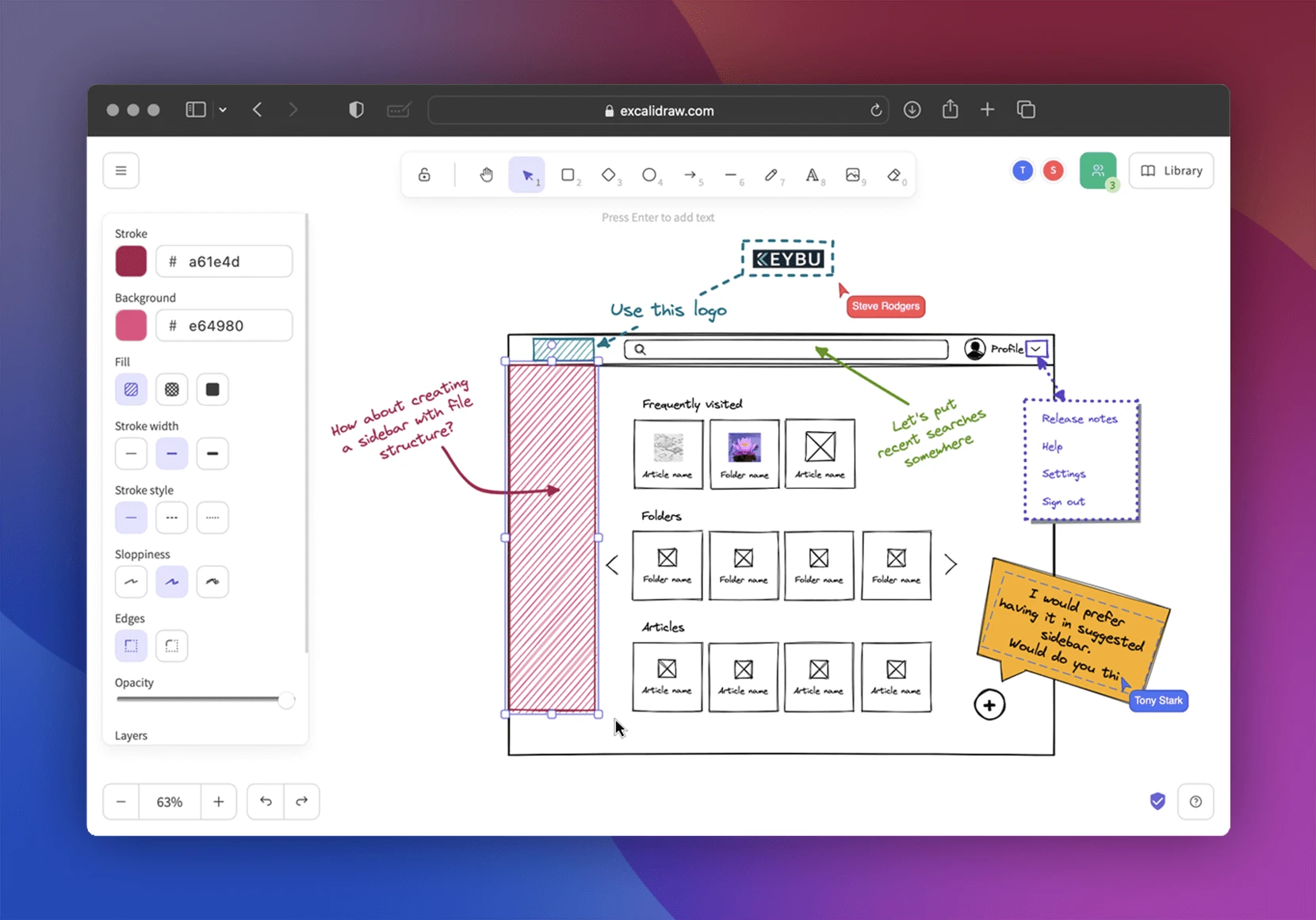 excalidraw 界面截图
